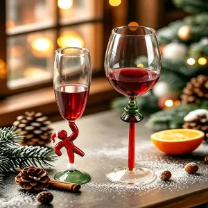 Holiday Christmas Gingerbread Man Wine Glass Cute Goblet Cocktail Champagne Cup for Girls Party Table Decor