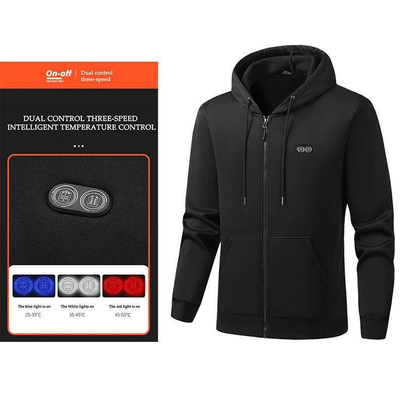 Hoodie Jacket That Will Heat Up Windproof 17 Zones Heated Hoodies Jackets Male Hoodie Winter Warm (Not Included The Power Bank) - Image 4