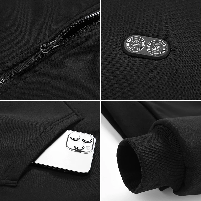 Hoodie Jacket That Will Heat Up Windproof 17 Zones Heated Hoodies Jackets Male Hoodie Winter Warm (Not Included The Power Bank) - Image 6