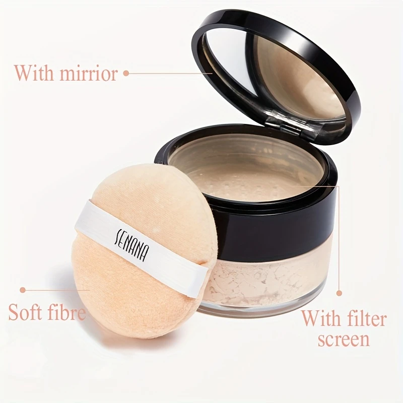 Hydrating Flawless Setting Powder,Natural Nude Finish Oil Control Strong Concealer for All Skin Types Fine Powdery Face Makeup - Image 5