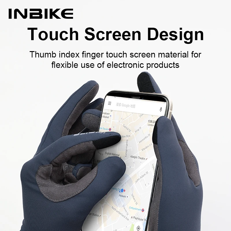 INBIKE 2024 Cycling Gloves Gel Padded for Men Autumn Winter Fleece Road Bike Gloves MTB Full Finger Touchscreen Bike Accessories - Image 2