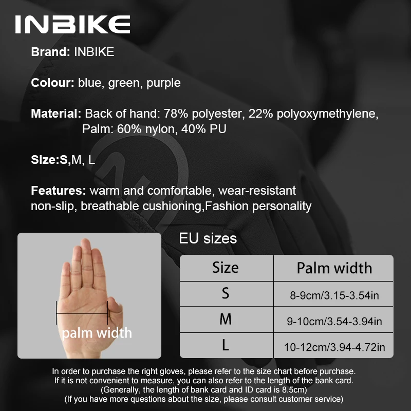 INBIKE 2024 Cycling Gloves Gel Padded for Men Autumn Winter Fleece Road Bike Gloves MTB Full Finger Touchscreen Bike Accessories - Image 6