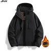 JNLN Women's Winter Warm Windbreaker Graphene Inner Waterproof Fleece Jackets Hiking Camping Climbing Skiing Thermal Rain Coat