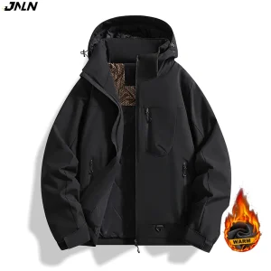 JNLN Women's Winter Warm Windbreaker Graphene Inner Waterproof Fleece Jackets Hiking Camping Climbing Skiing Thermal Rain Coat