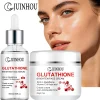 JUINHOU Glutathione Vitamin C Brighten Face Cream and Serum Set Even Skin Tone Niacinamide Anti-Oxidation Radiant Glow Skin