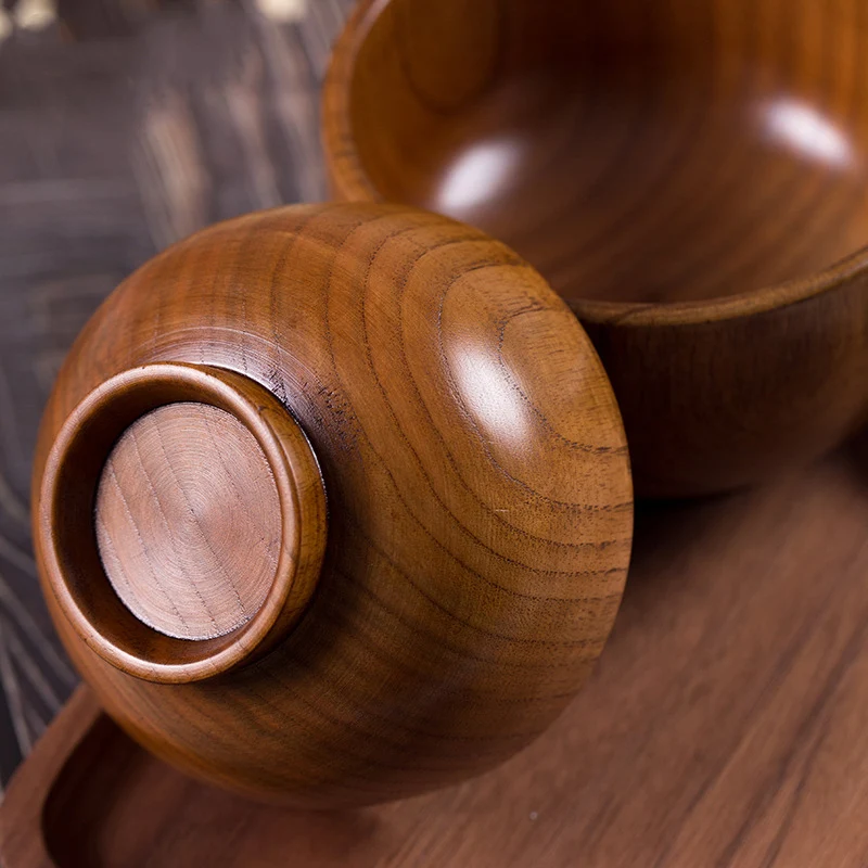 Japanese Sour Jujube Wood Bowl Adult and Children's Wood Bowl Kitchen Food Containers Rice Salad Noodles Bowl HouseholdTableware - Image 5