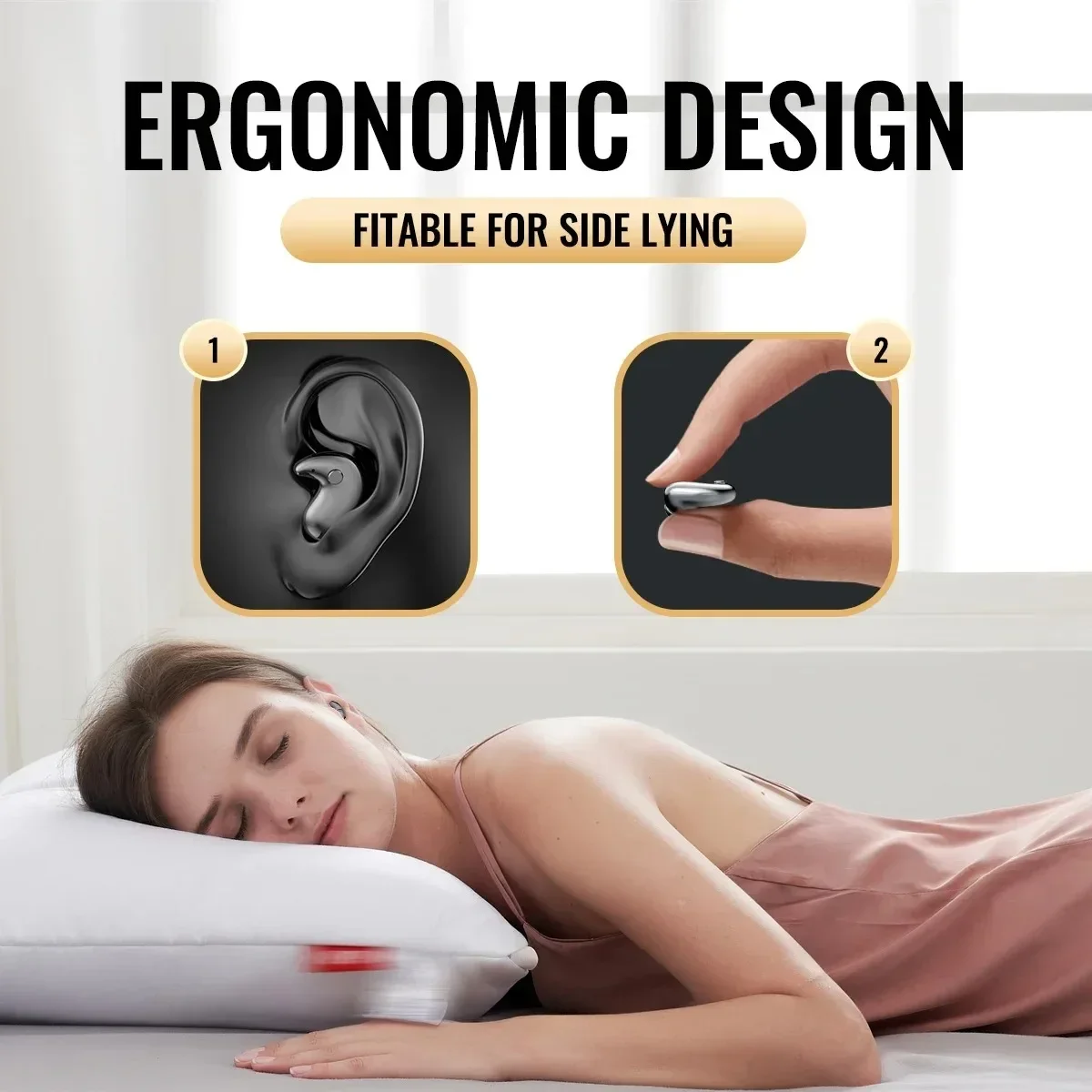 KEBIDUMEI Invisible Sleep Headphones Bluetooth 5.3 Mini Earbuds for Side Sleepers TWS Wireless Waterproof HiFi Stereo Earphones - Image 2