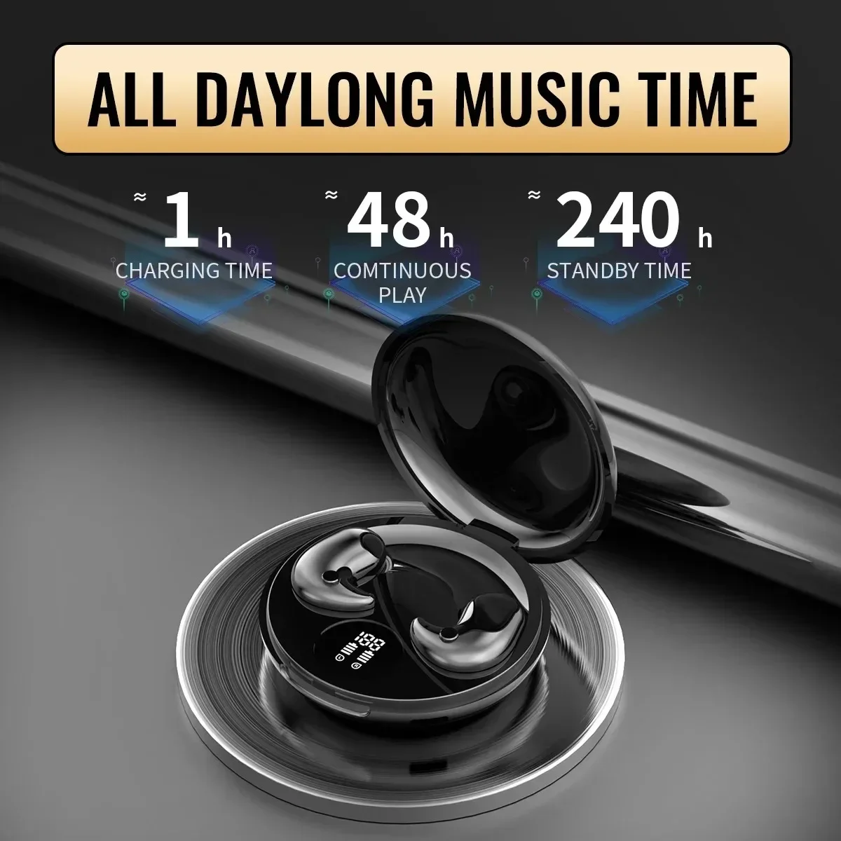 KEBIDUMEI Invisible Sleep Headphones Bluetooth 5.3 Mini Earbuds for Side Sleepers TWS Wireless Waterproof HiFi Stereo Earphones - Image 3