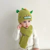 Kid Two-Piece Set Hat Scarf Cute Dinosaur Cap Winter Warm Children Neckerchief For 1-4year Christmas Gift Beanie