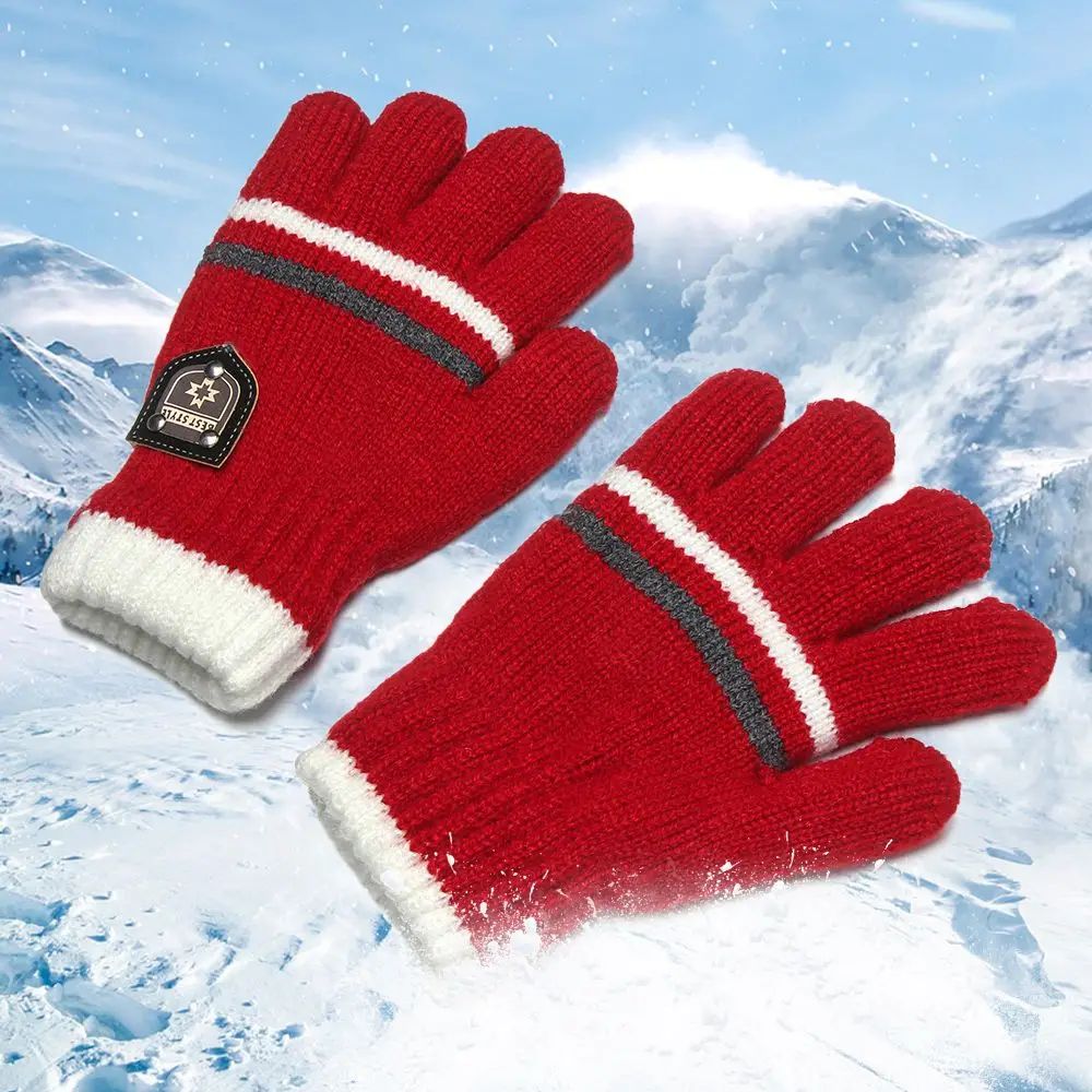 Kids Gloves Winter Full Finger Gloves Knitted Soft Children Mittens 6-12Y Boys Girls Gloves Thick Keep Warm Autumn Glove - Image 2