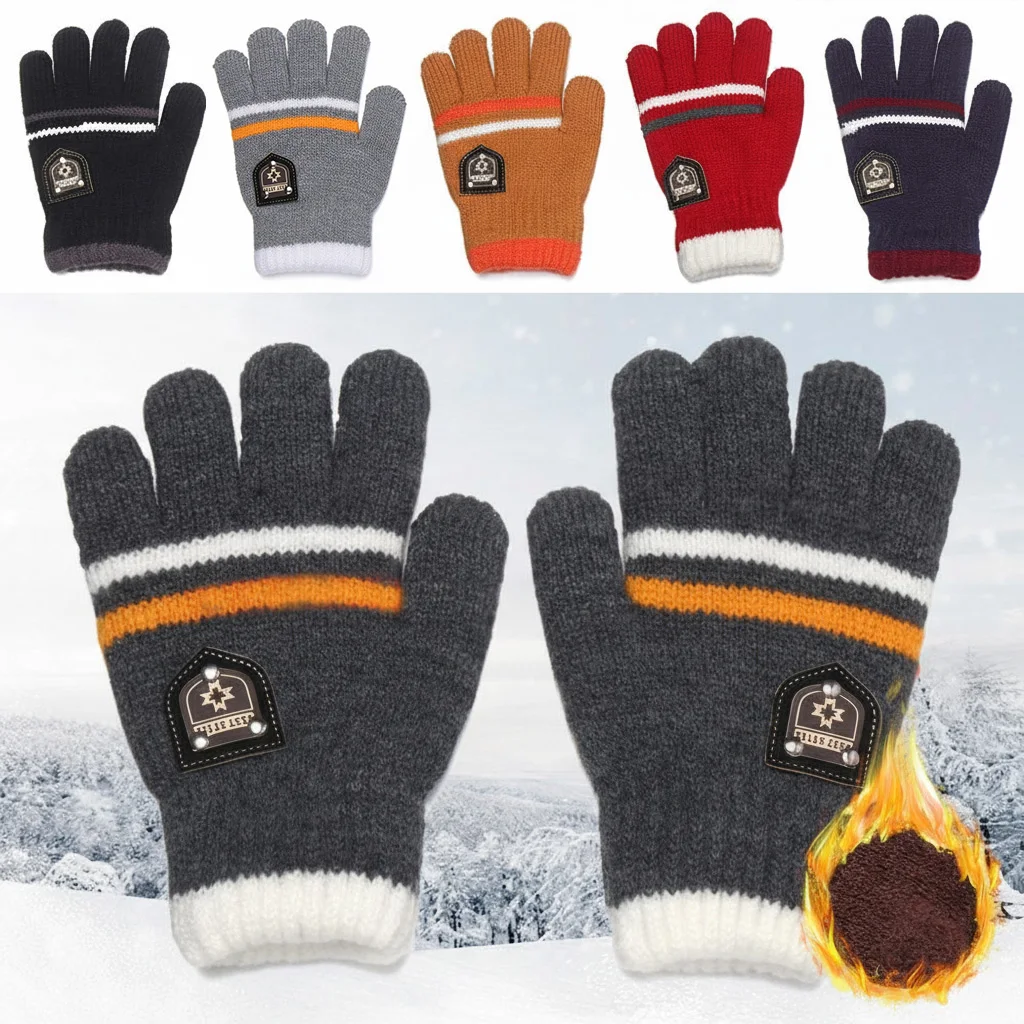 Kids Gloves Winter Full Finger Gloves Knitted Soft Children Mittens 6-12Y Boys Girls Gloves Thick Keep Warm Autumn Glove