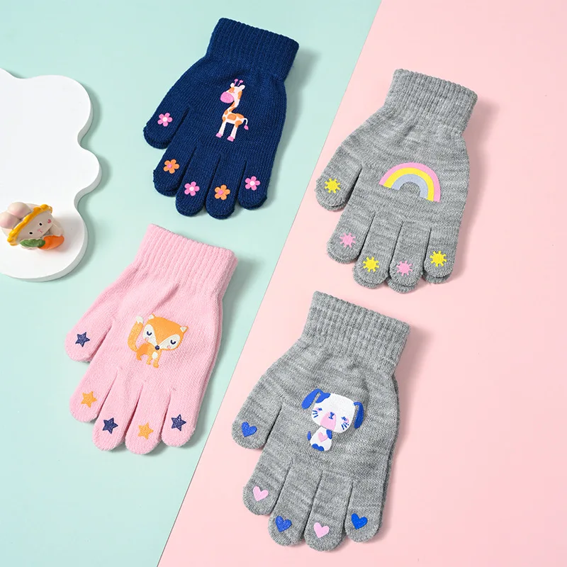 Kids Knitted Gloves Cute Cartoon Animal Childlike Fun Paly Outdoor Gloves Winter Autumn School Girls Boys Gift Children Gloves - Image 3