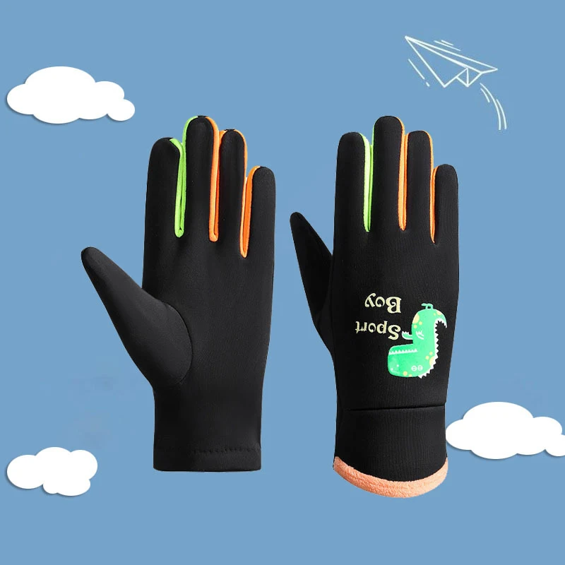 Kids Warm Gloves Autumn Winter Cartoon Dinosaur Boys Girls Outdoor Cycling Gloves for Children Windproof Water-Repellent Gloves - Image 5