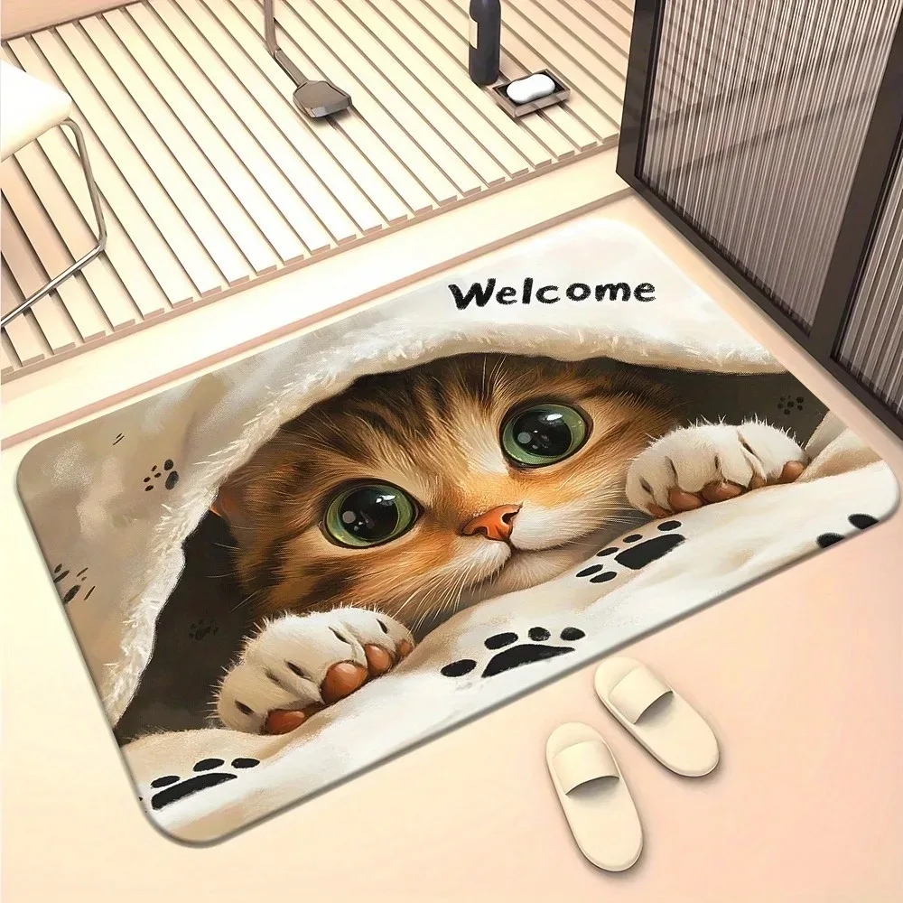 KittenThemed Door Mat Is Anti Slip and EasyTo Clean Home Decorations Can Be Placed At The Entrance of The Bathroom or Bedroom - Image 3