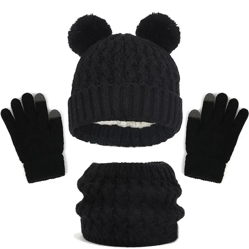 Kids Winter Hat Scarf Gloves Set Girls Knitted Scarf 3pc Set Childs Winter Warm Neck Scarves Beanie Cap For Boy Baby Gloves Suit - Image 6