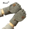 Knitted Fingerless Gloves Winter Thicken Warm Touch Screen Gloves for Men Women Gloves Warm Half Finger Student Gloves