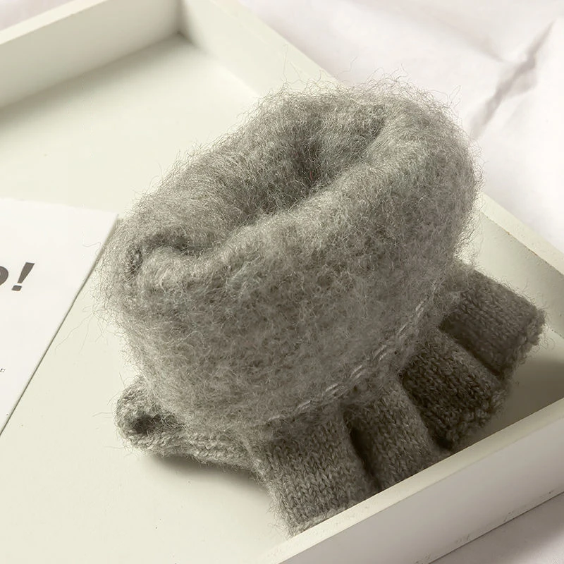 Knitted Fingerless Gloves Winter Thicken Warm Touch Screen Gloves for Men Women Gloves Warm Half Finger Student Gloves - Image 4