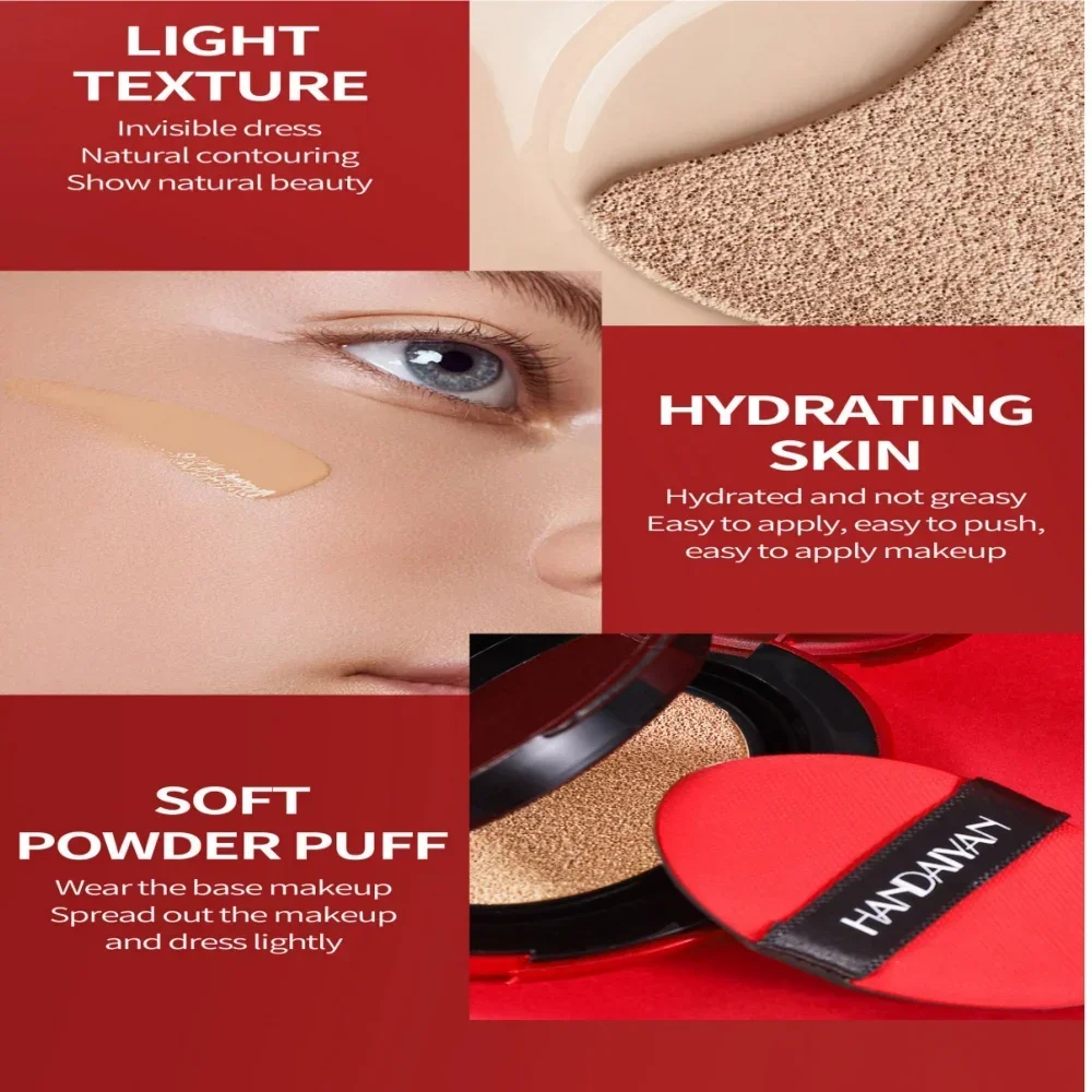 Korean Air Cushion Foundation - Light Natural Moisturizing Concealer Whitening Oil-Control Women's Long-lasting Makeup Base - Image 2