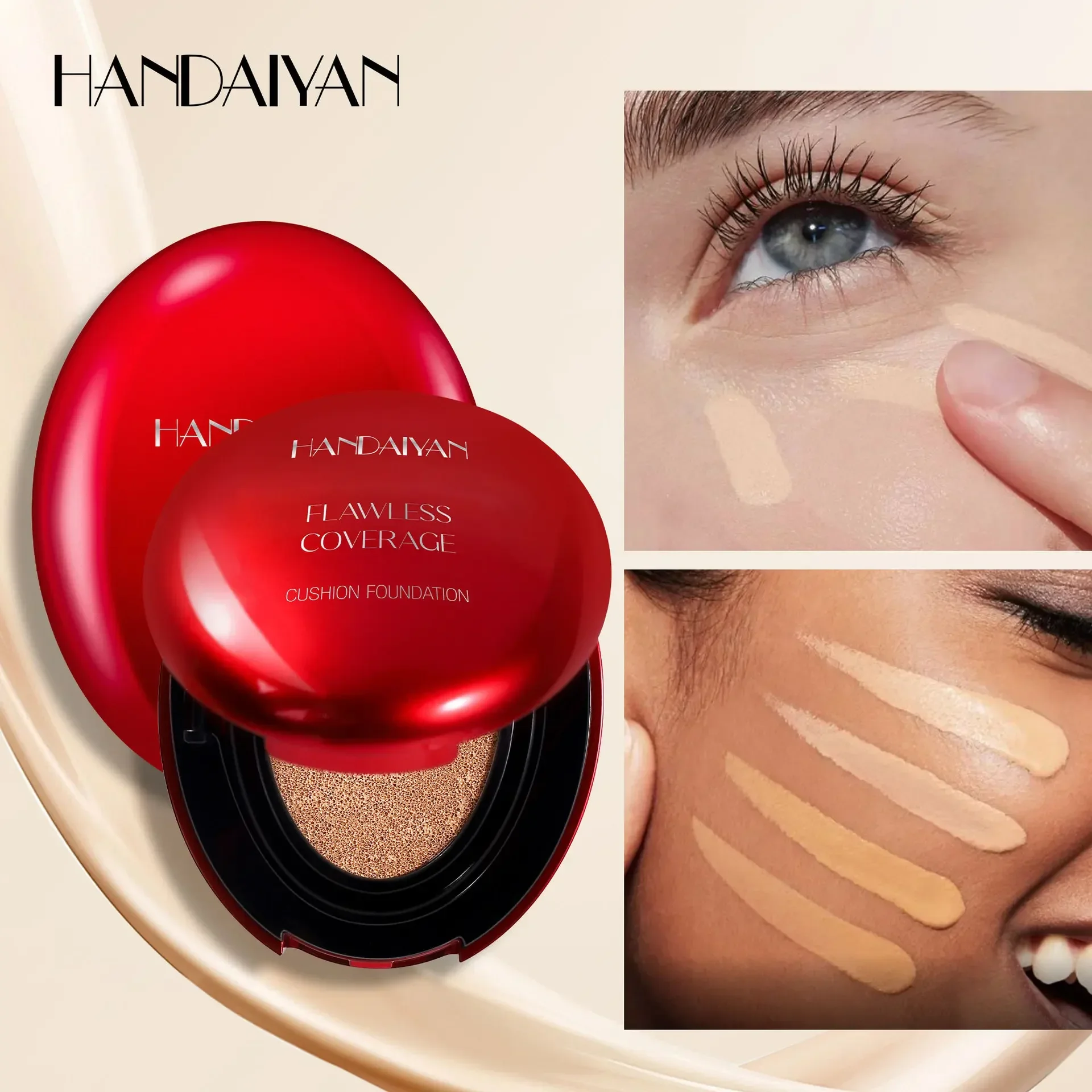 Korean Air Cushion Foundation - Light Natural Moisturizing Concealer Whitening Oil-Control Women's Long-lasting Makeup Base - Image 3