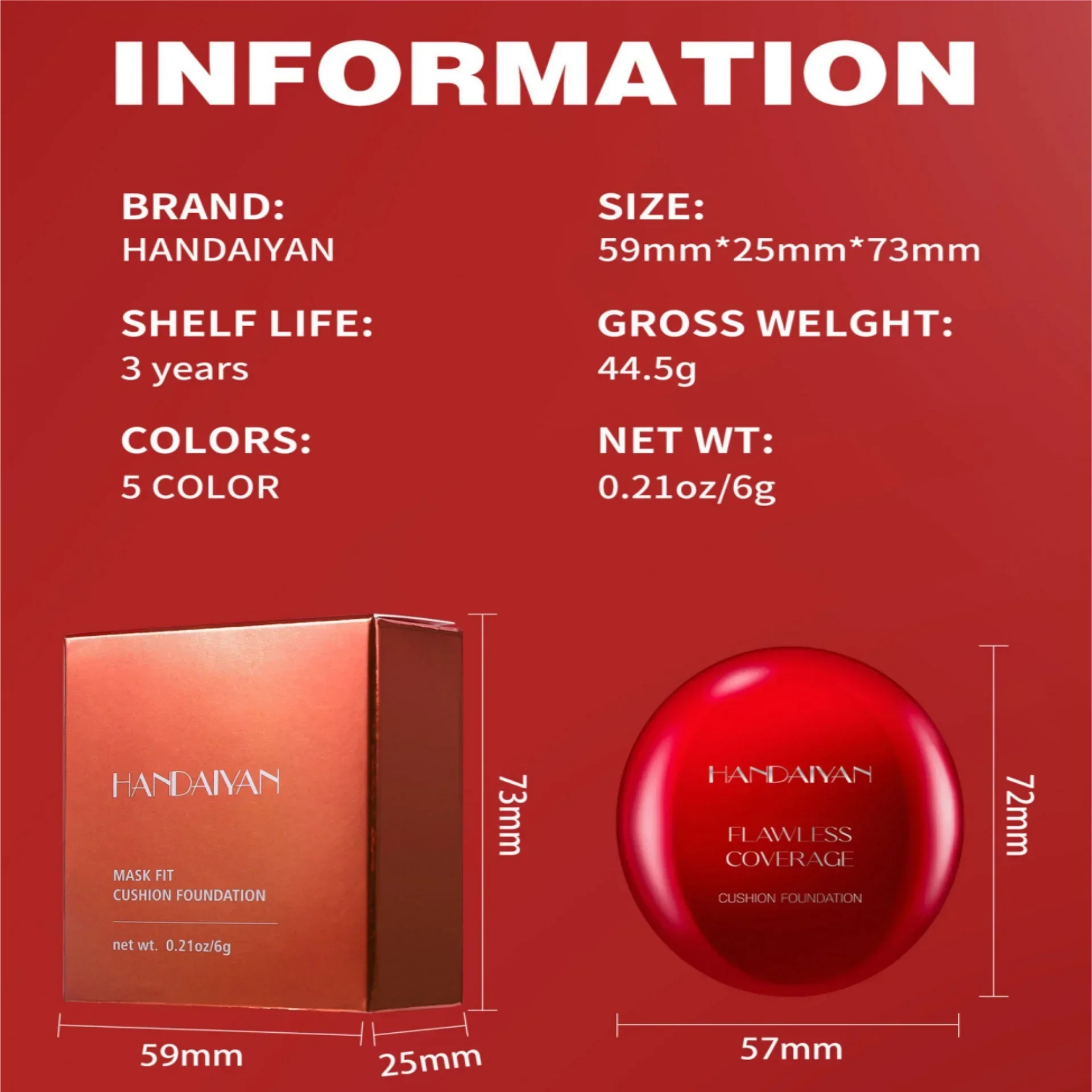 Korean Air Cushion Foundation - Light Natural Moisturizing Concealer Whitening Oil-Control Women's Long-lasting Makeup Base - Image 6