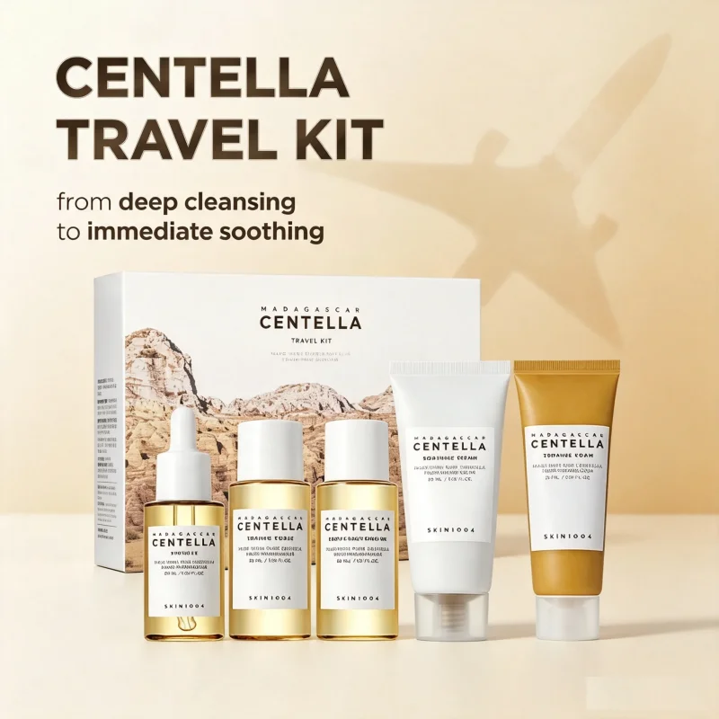 Korean Centella Travel Kit, Toner,Ampoule,Soothing Cream,Cleansing Oil,Ampoule Foam,Basic Daily Skincare Mini 5pcs Gift Sets - Image 3