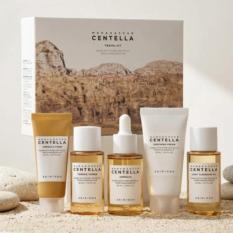 Korean Centella Travel Kit, Toner,Ampoule,Soothing Cream,Cleansing Oil,Ampoule Foam,Basic Daily Skincare Mini 5pcs Gift Sets - Image 6
