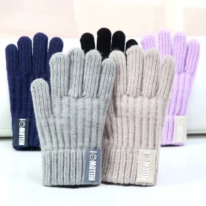 Korean Children's Colorful Warm Knitted Gloves for Boys and Girls Simple Solid Color Wool Knitted Gloves for Autumn Winter Glove