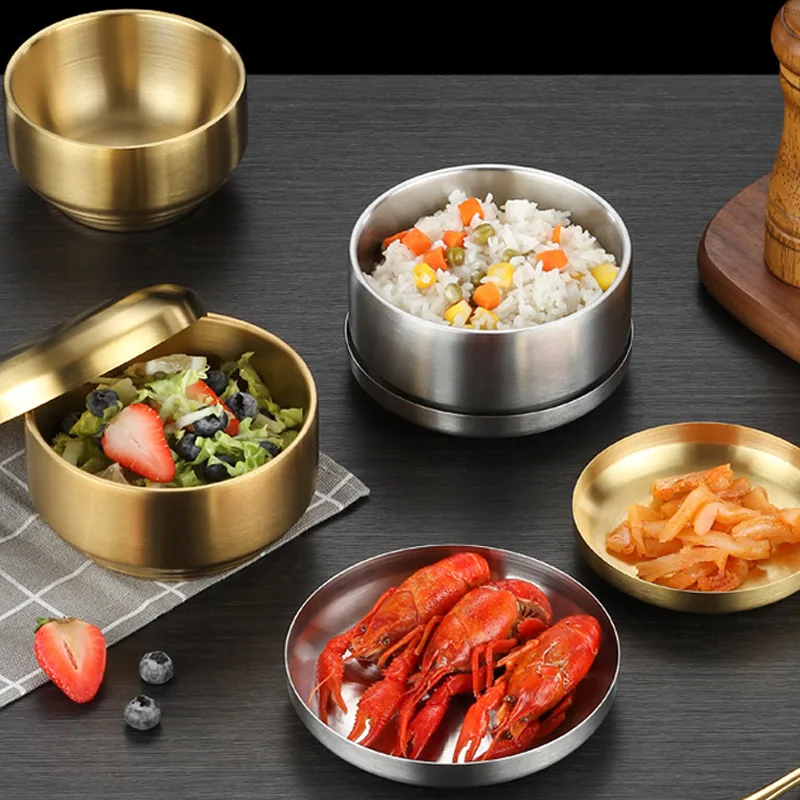 Korean Style 304 Double-layer Stainless Steel Rice Bowl With Lid Soup Rice Bowl Cuisine Home Creative Child Small Bowl Cuisine - Image 2