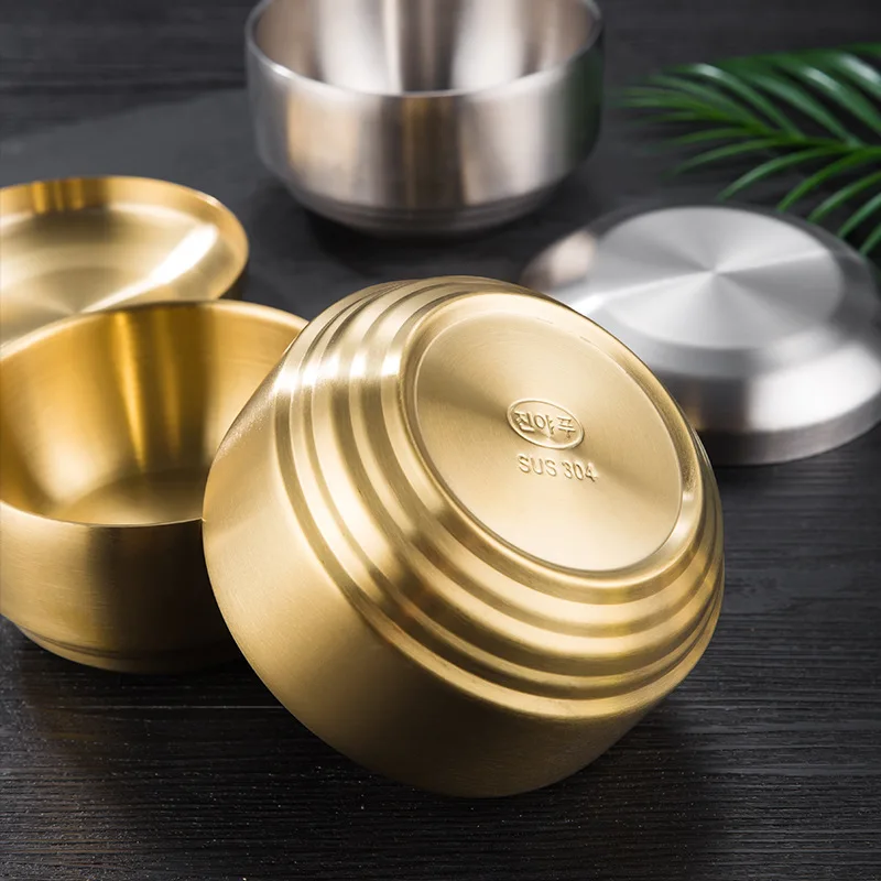 Korean Style 304 Double-layer Stainless Steel Rice Bowl With Lid Soup Rice Bowl Cuisine Home Creative Child Small Bowl Cuisine - Image 5