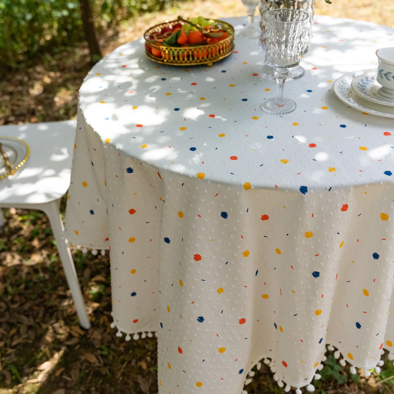 Korean Style Daisy Tassels Cotton Floral Tablecloth, Tea Table Decoration, Rectangle Table Cover for Kitchen Wedding Dining Room - Image 5