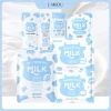 LAIKOU Milk Skincare Set 7PCS Sleeping Mask Serum Hand Cream Mud Mask Sheet Mask Eye Lip Mask Deep Hydrating Nourishing