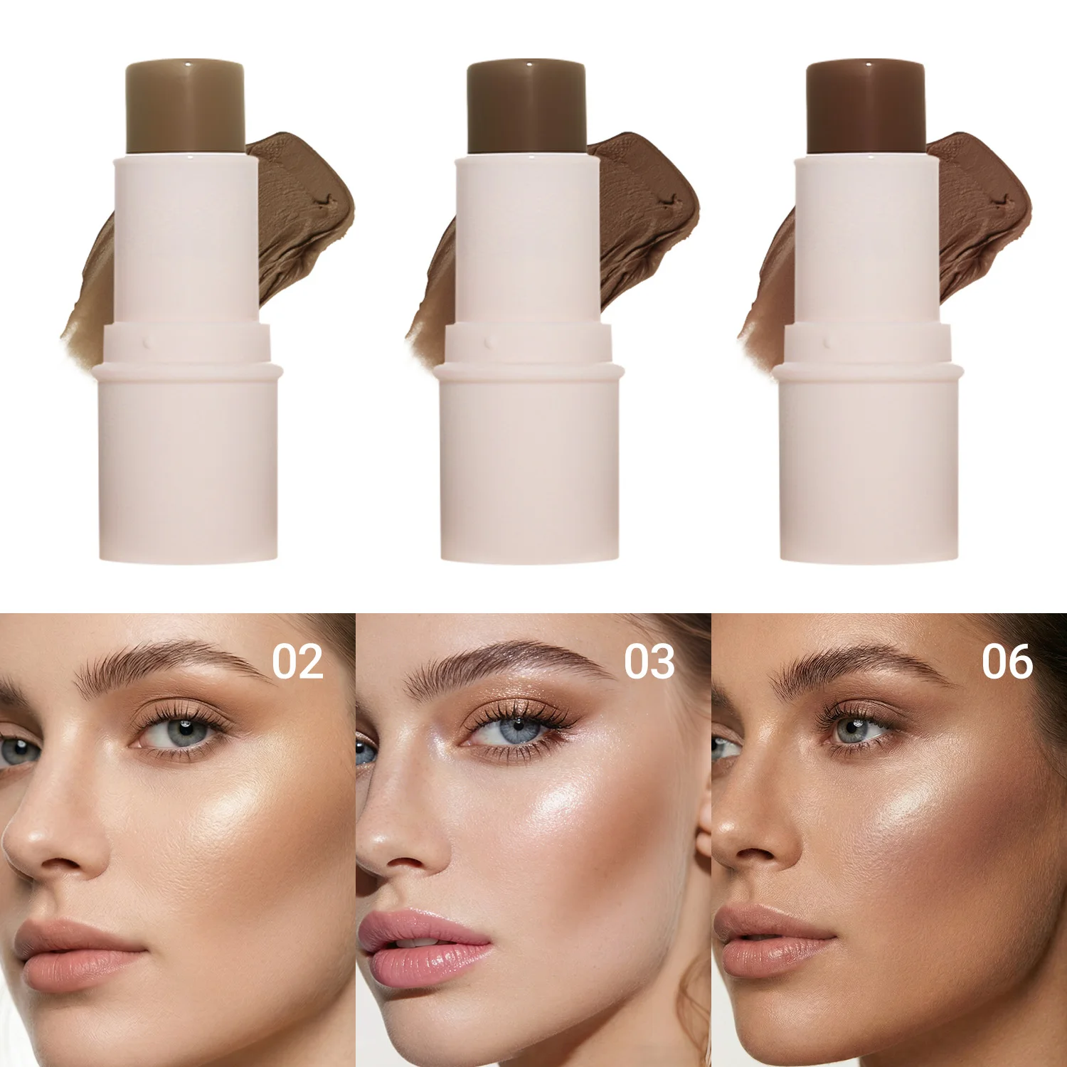 LANGMANNI Tri-Color Multi-Functional Face Brightening Contour Stick Contouring & Brightening Skin-Perfecting Stick - Image 6