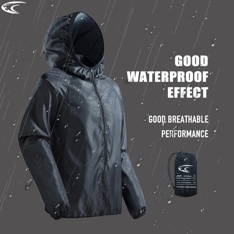 LNGXO Men's Women's Waterproof Hiking Jacket Quick Dry Sun Protective Windbreaker Camping Hunting Climbing Outdoor Rain Coat