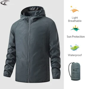 LNGXO Unisex Waterproof Outdoor Sport Jacket Men Women Hiking Camping Trekking Quick Dry Windbreaker Sun-Protective Rain Coat