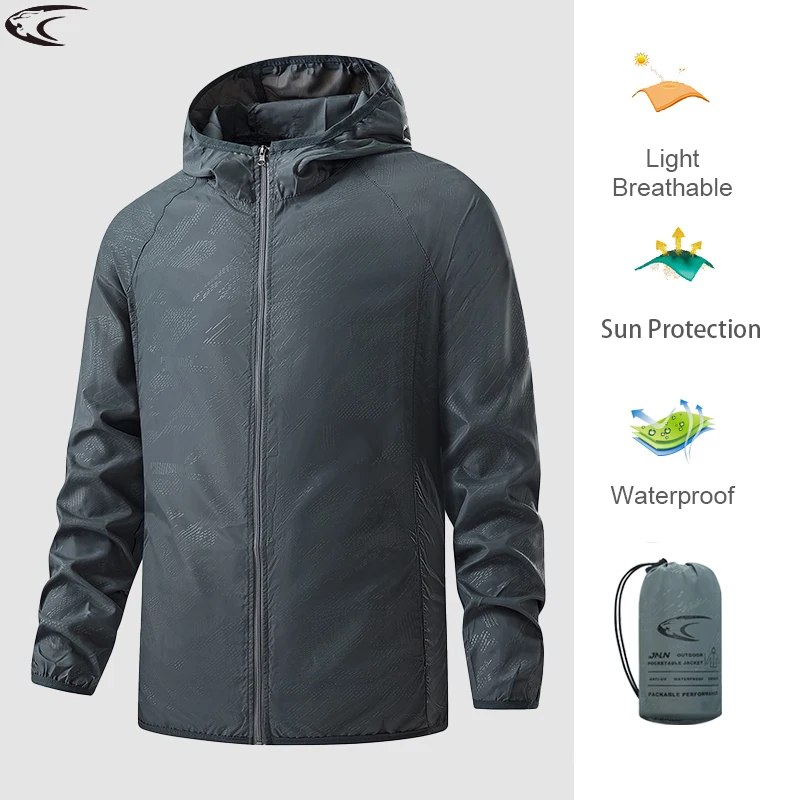 LNGXO Unisex Waterproof Outdoor Sport Jacket Men Women Hiking Camping Trekking Quick Dry Windbreaker Sun-Protective Rain Coat