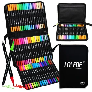 LOLEDE 60 Colors Double Head Markers Tip Art Supplies Drawing Brush Pen Colors Set For Gift Pens Pencils Writing Office School