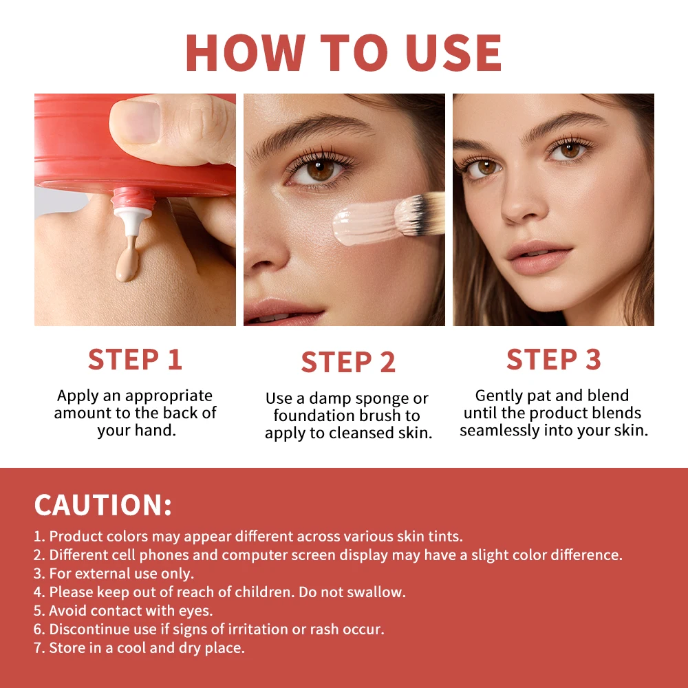 Lakerain Oil-free Glass Skin Foundation Self-clearing & Smooth Even Skin Tone Nourishes the Skin Easy to Carry Liquid Foundation - Image 5