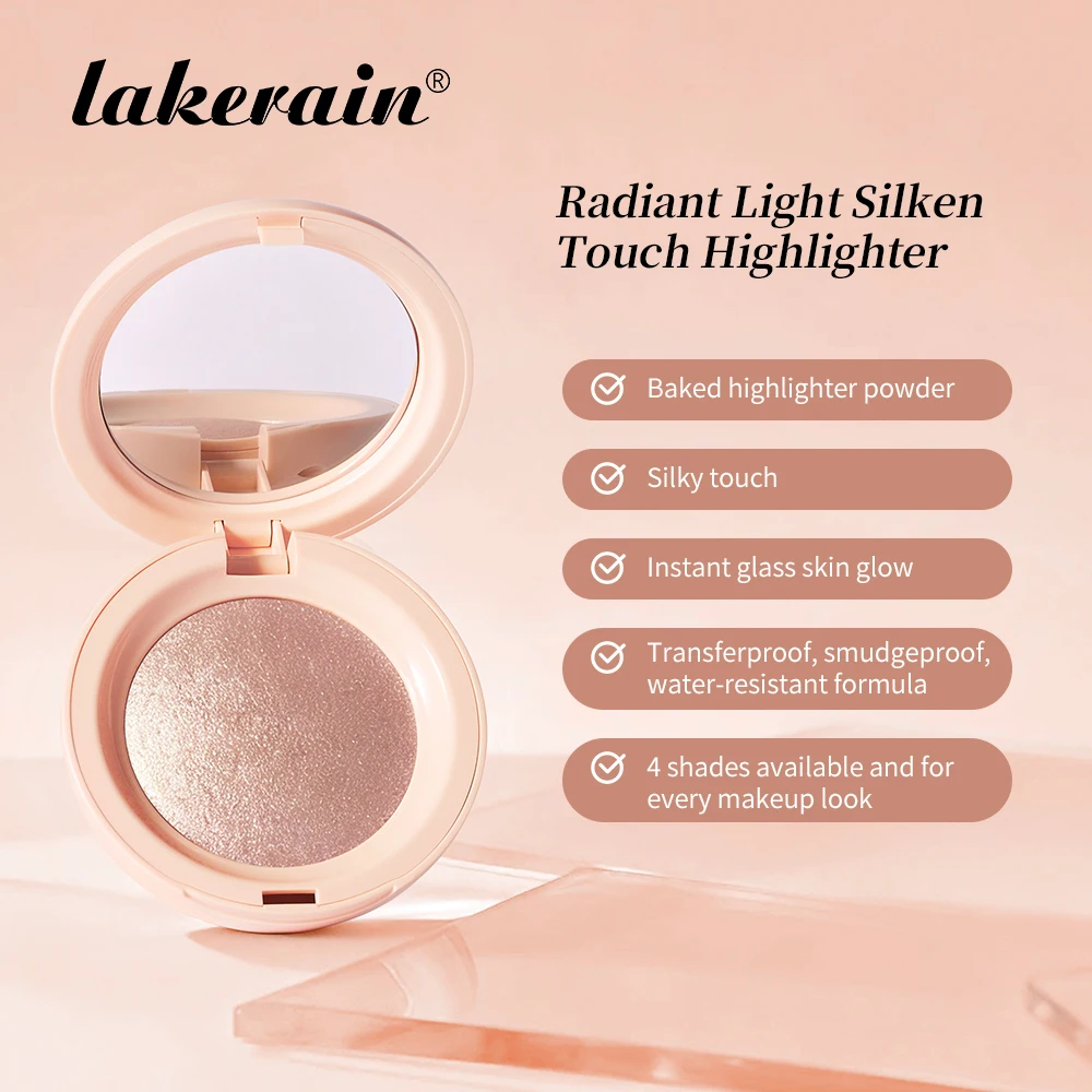 Lakerain Silken Touch Highlight Powder Smooth Texture Luminous Finish Long Lasting Makeup Waterproof Baked Highlighter Powder - Image 4