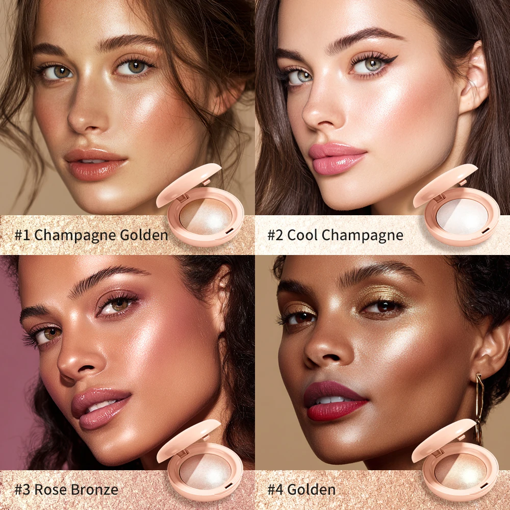 Lakerain Silken Touch Highlight Powder Smooth Texture Luminous Finish Long Lasting Makeup Waterproof Baked Highlighter Powder - Image 5