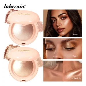 Lakerain Silken Touch Highlight Powder Smooth Texture Luminous Finish Long Lasting Makeup Waterproof Baked Highlighter Powder