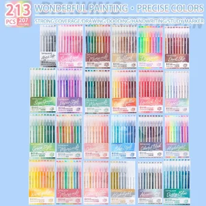 Languo 207/45/9 Colors Morandi Gel Pen 0.6mm Diary Scrapbook Painting DIY Gel Pen Set Color Drawing Art Markers School Supplies