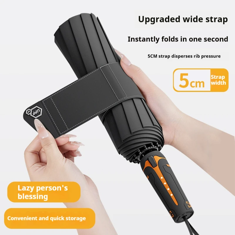 Large Sturdy Wind Resistant Umbrella with Memory Patch Non-Folding Feature for Enhanced Stability And Recall
