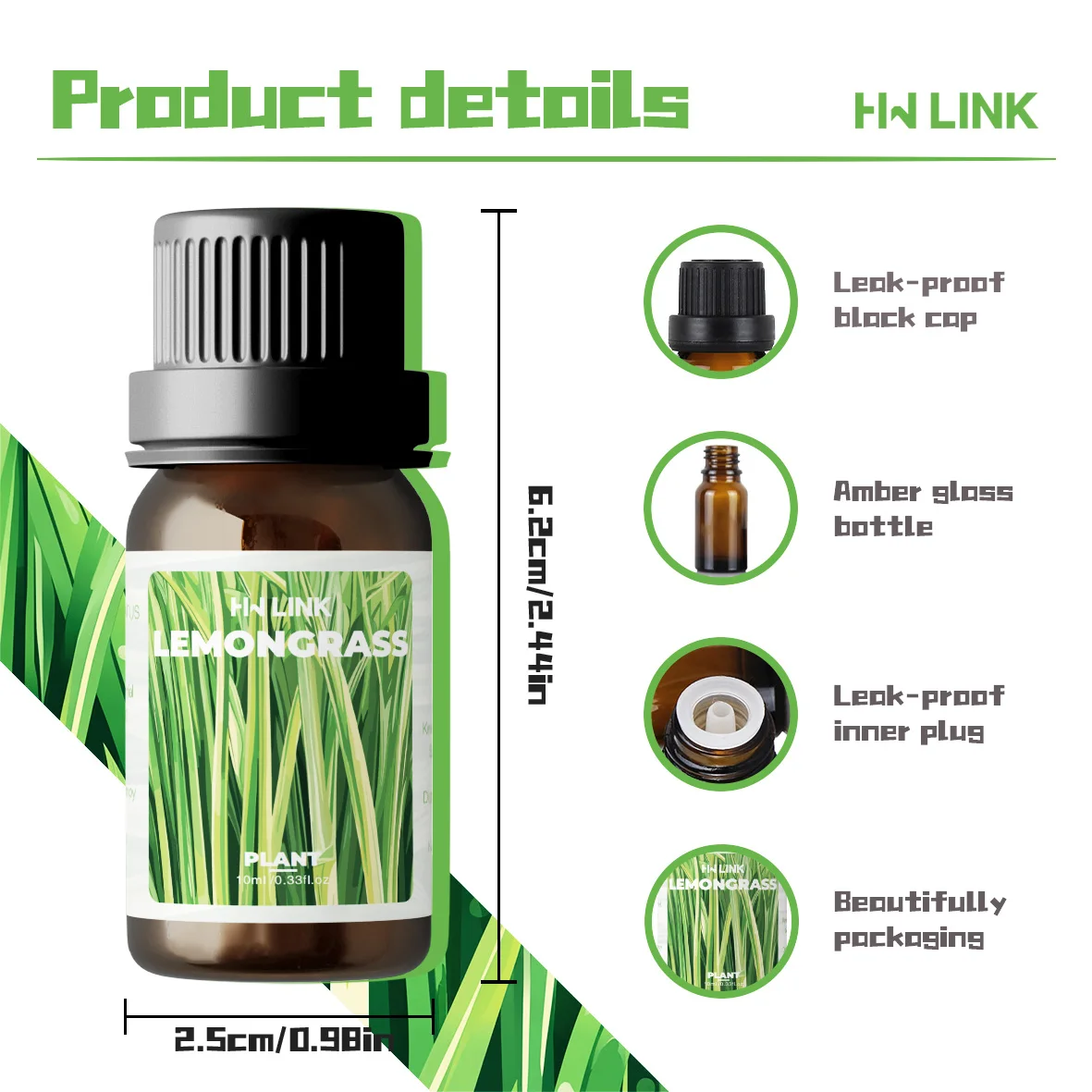 Lemongrass Essential Oils Citronella Essential Oil A Must-Have for Outdoor Hiking in Summer 10ml For Aromatherapy Diffusers - Image 4