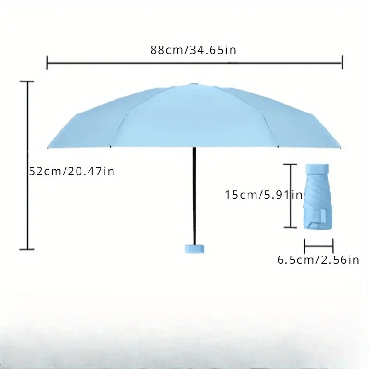Lightweight UV-resistant Sixfold 1pc Mini Umbrella with Capsule Case Shoulder Strap Multiple Colors for Daily Travel - Image 6