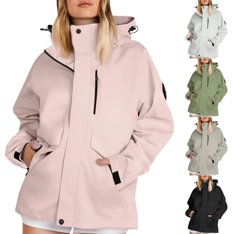 Lightweight Waterproof Hiking Jackets Women Men Autumn Solid Color Loose Hooded Windbreaker Coat Outdoor Windproof Rain Jackets - Image 6