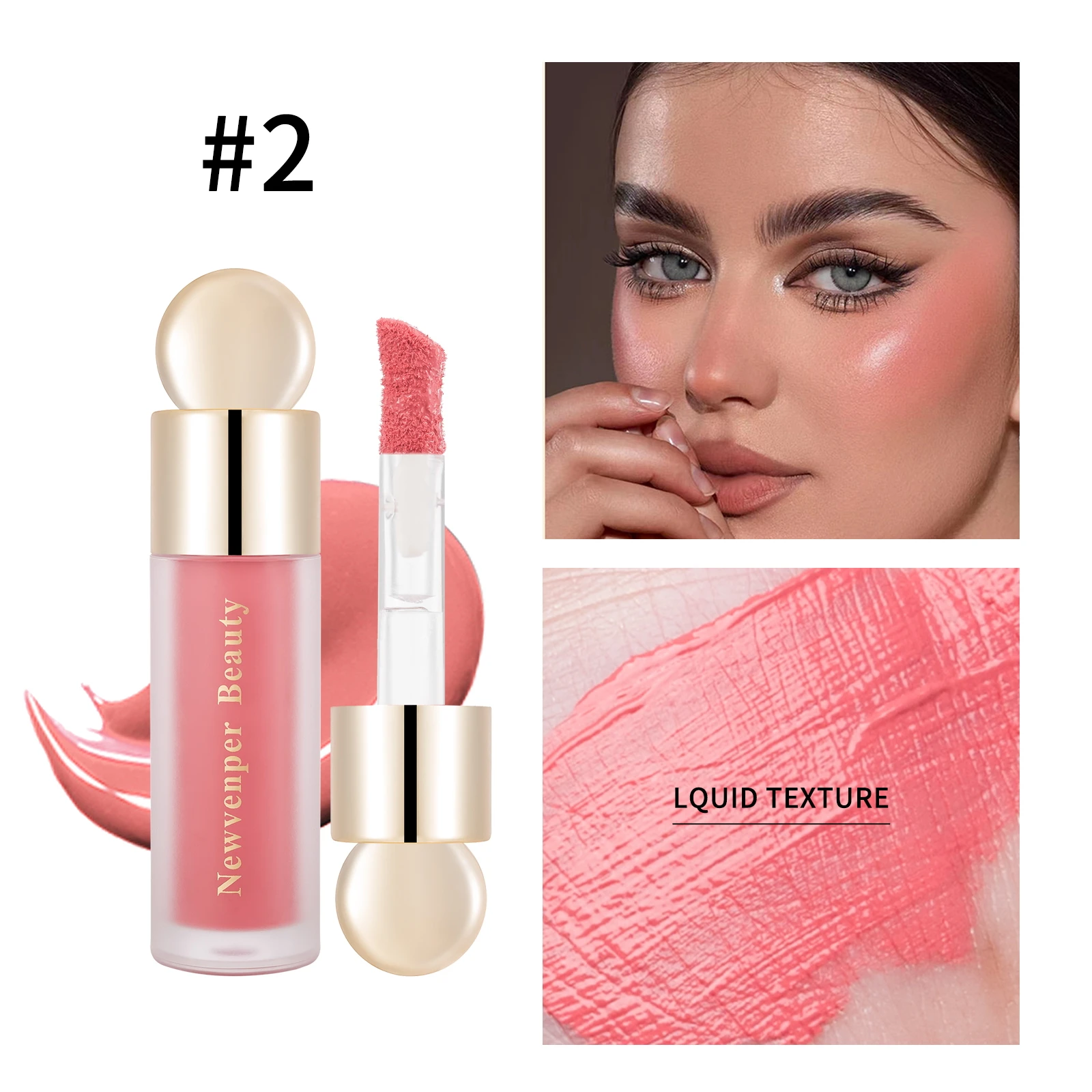Liquid Highlighter + Liquid Blush + Liquid Contour for Face & Body, High Glossy Finish, Natural Glow Liquid Luminizer Makeup - Image 2