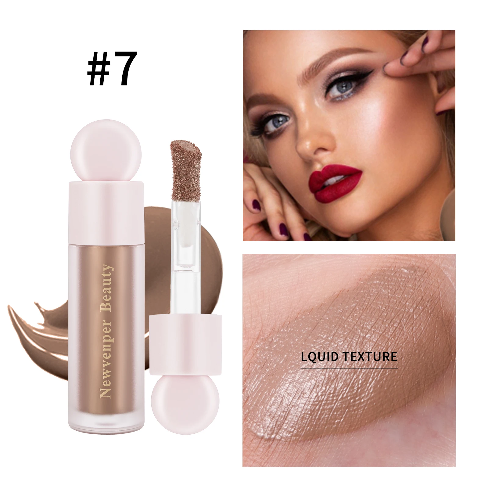 Liquid Highlighter + Liquid Blush + Liquid Contour for Face & Body, High Glossy Finish, Natural Glow Liquid Luminizer Makeup - Image 4