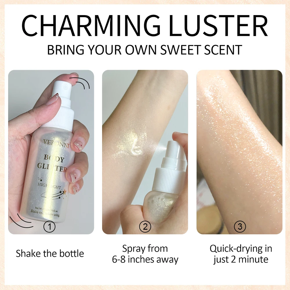 Liquid Shimmer Body Highlighter Oil Makeup,Glitter Spray Oil Lotion,Full Body & Face Glow-Up Liquid Lotion for All Skin Type - Image 4