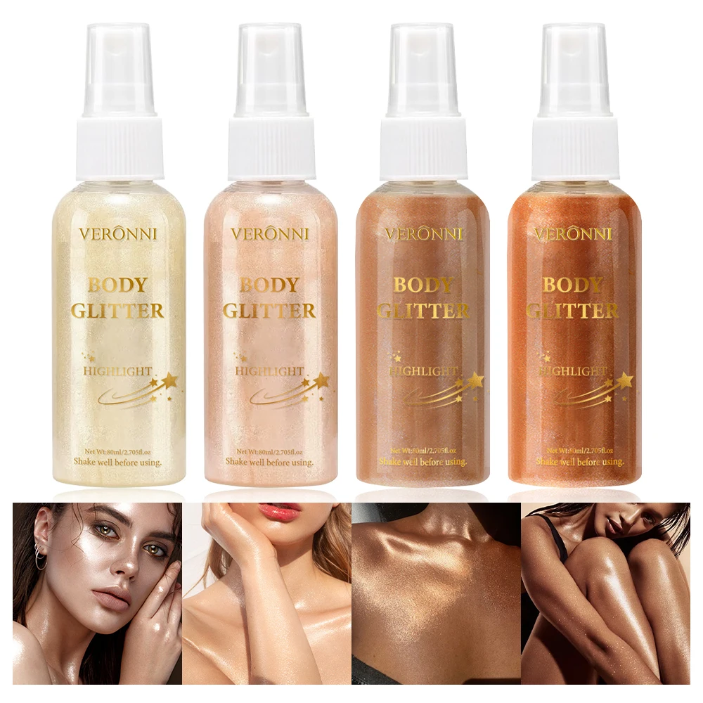 Liquid Shimmer Body Highlighter Oil Makeup,Glitter Spray Oil Lotion,Full Body & Face Glow-Up Liquid Lotion for All Skin Type - Image 3