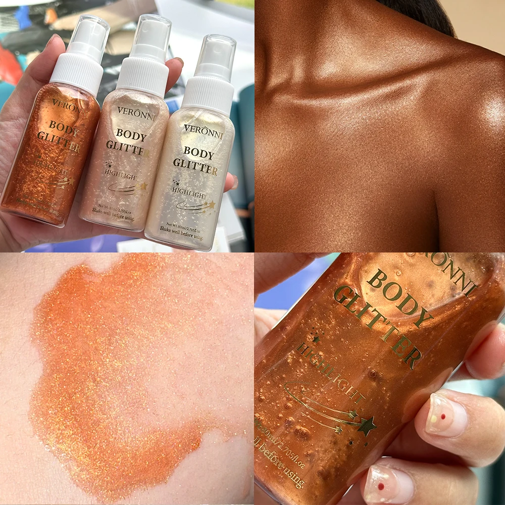 Liquid Shimmer Body Highlighter Oil Makeup,Glitter Spray Oil Lotion,Full Body & Face Glow-Up Liquid Lotion for All Skin Type - Image 6